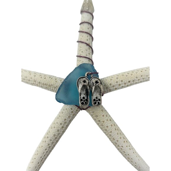 Handcrafted Ornament or Suncatcher - Wire‎ Wrapped Starfish with Sea Glass - Picture 2 of 4